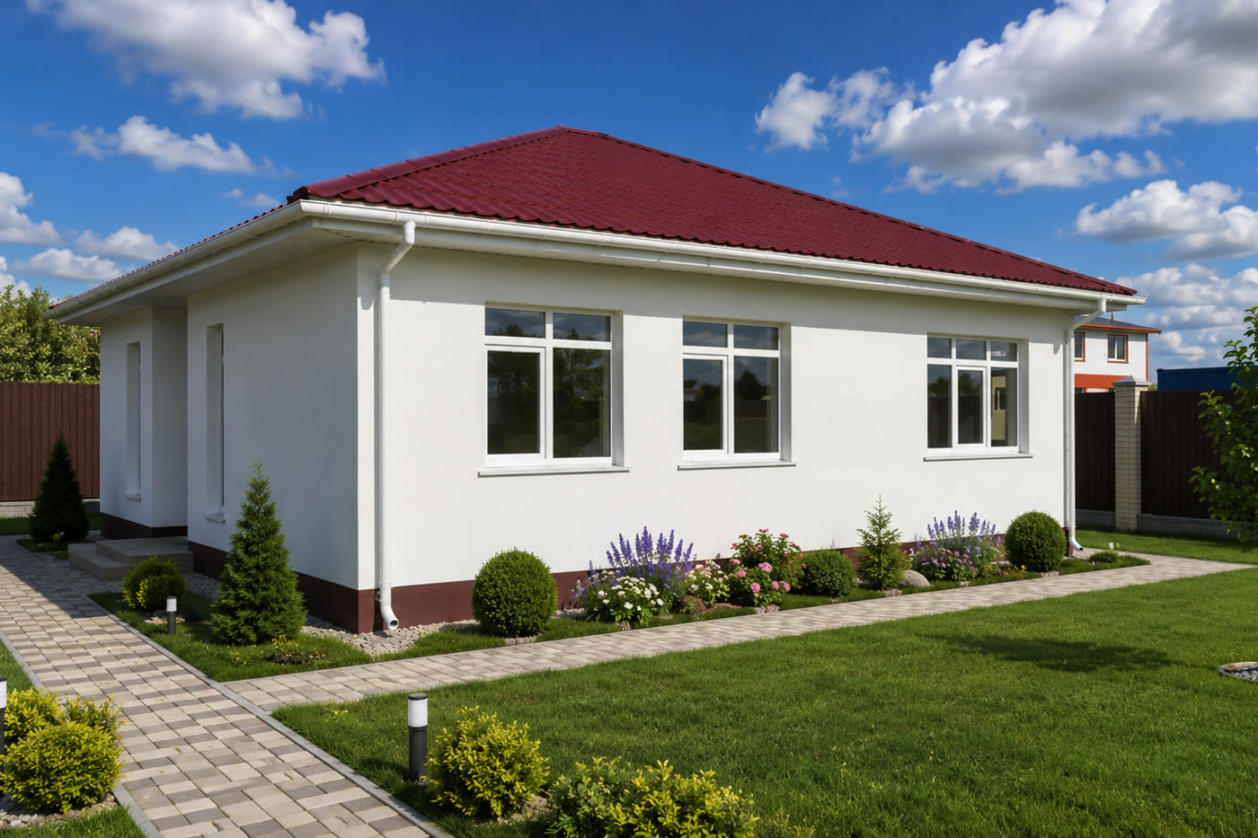 Построенный одноэтажный дом со скатной кровлей, Крым